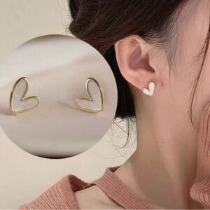 Gold Plated Stainless Steel Heart Stud Earrings